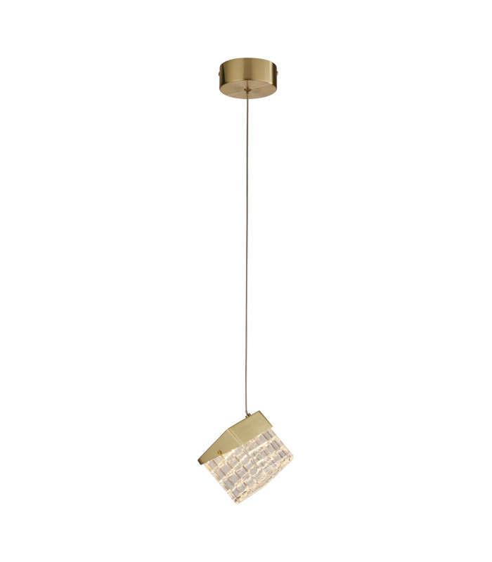 Cuboid LED Pendant Lamp Satin Brass-1