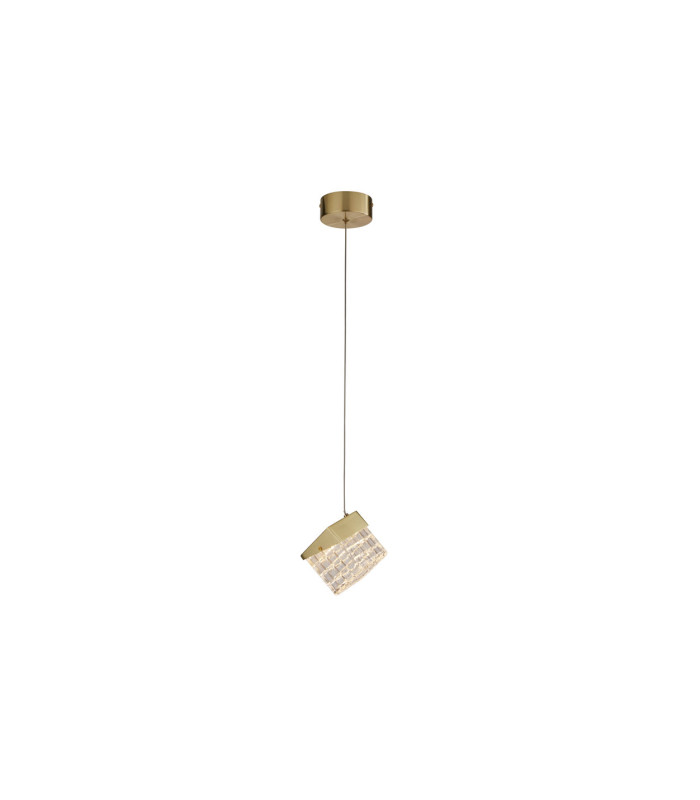 Cuboid LED Pendant Lamp Satin Brass-3