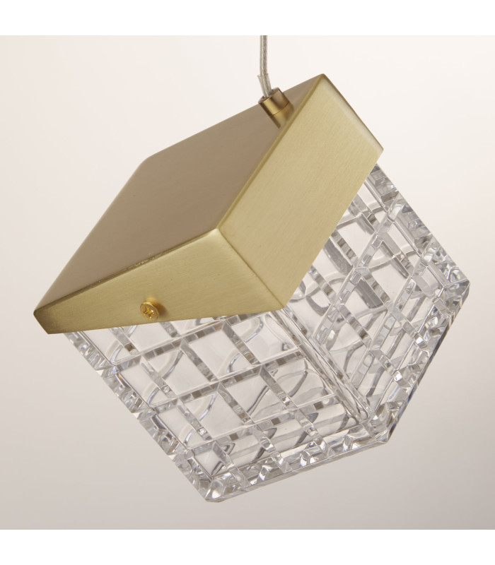 Cuboid LED Pendant Lamp Satin Brass-5