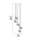Cuboid 5 Light LED Multi Drop Pendant Lamp Satin Bras-6