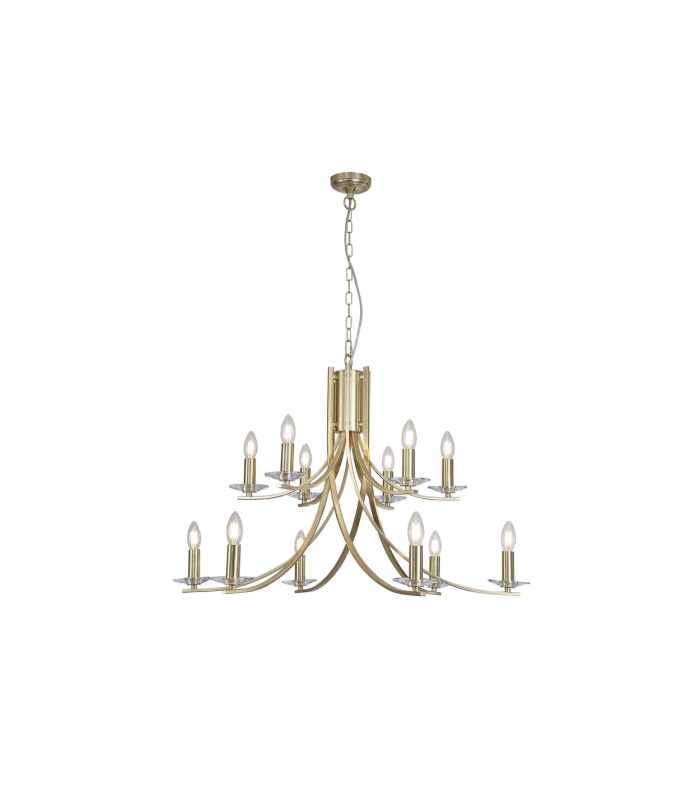 Ascona 1Pendant Lamp Satin Brass & Glass 2x E14-3