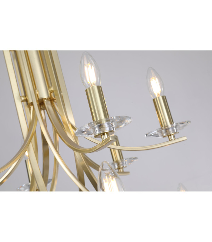 Ascona 1Pendant Lamp Satin Brass & Glass 2x E14-5