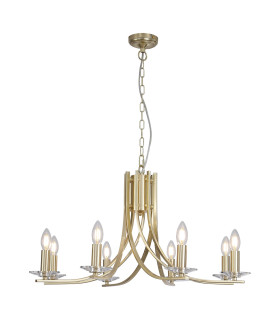 Ascona 8 Light Pendant Lamp Satin Brass & Glass 3x E14-1