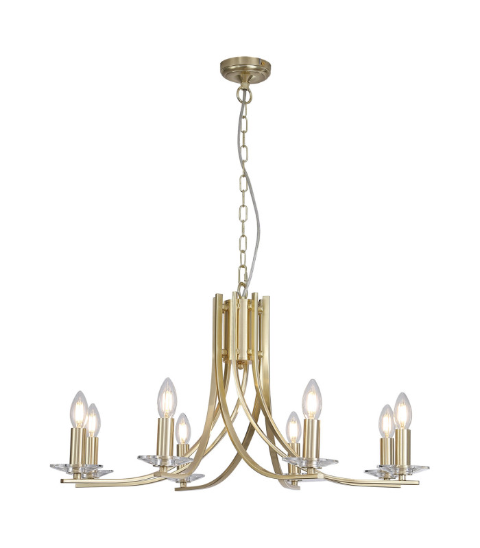 Ascona 8 Light Pendant Lamp Satin Brass & Glass 3x E14-1
