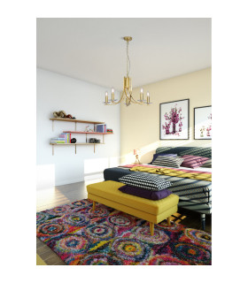 Ascona 5 Light Pendant Lamp Satin Brass & Glass 8x E14-2