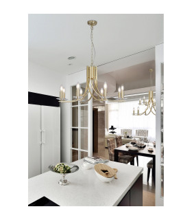 Ascona 8 Light Pendant Lamp Satin Brass & Glass 3x E14-2