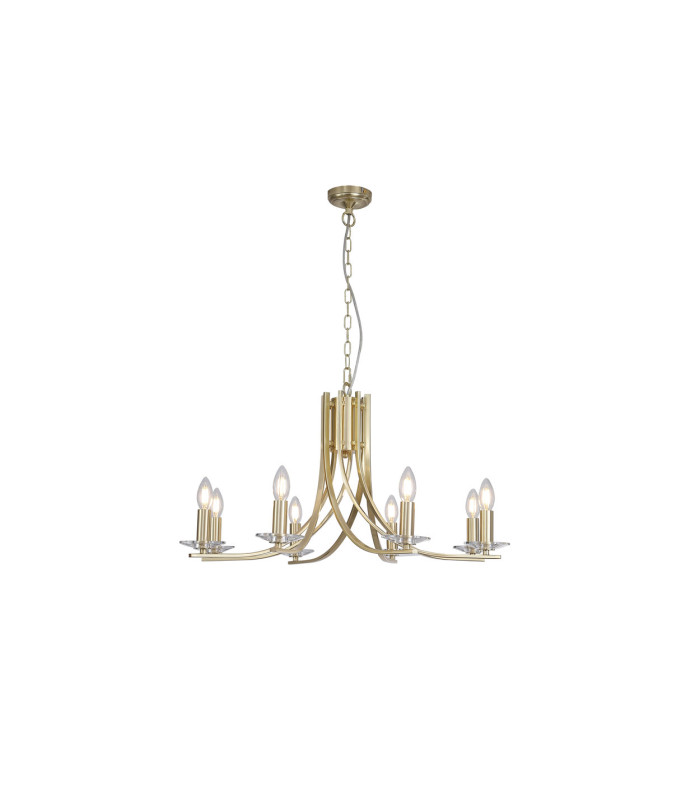 Ascona 8 Light Pendant Lamp Satin Brass & Glass 3x E14-3