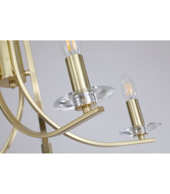 Ascona 5 Light Pendant Lamp Satin Brass & Glass 8x E14-5