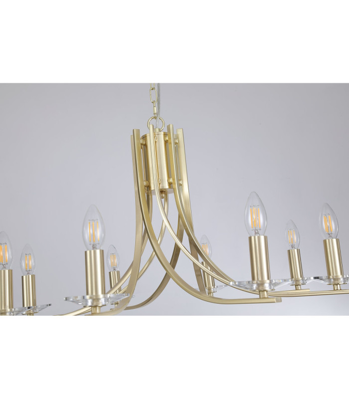 Ascona 8 Light Pendant Lamp Satin Brass & Glass 3x E14-5