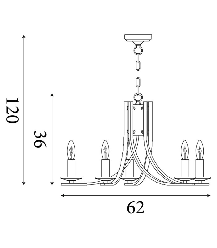 Ascona 5 Light Pendant Lamp Satin Brass & Glass 8x E14-6