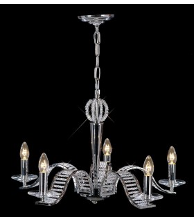 Ceiling Pendant Chandelier 5 Light Polished Chrome, Crystal - 2