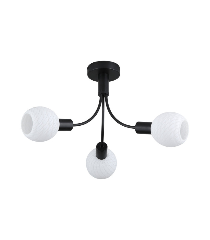 Nova 3 Light Ceiling Lamp Black Frosted Glass Shade 5x E14-4