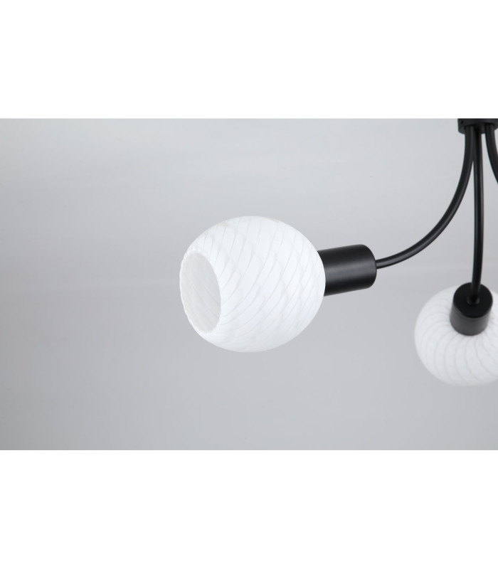 Nova 3 Light Ceiling Lamp Black Frosted Glass Shade 5x E14-5