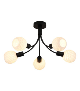 Nova 5 Light Ceiling Lamp Black Frosted Glass Shade 3x G9-1