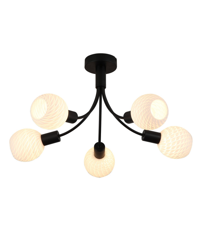 Nova 5 Light Ceiling Lamp Black Frosted Glass Shade 3x G9-1
