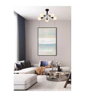 Nova 5 Light Ceiling Lamp Black Frosted Glass Shade 3x G9-2