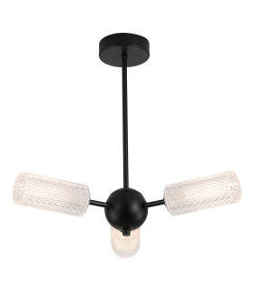 Cosmic 3 Light Semi-Flush Ceiling Light Black Textured Acrylic 5x G9-1