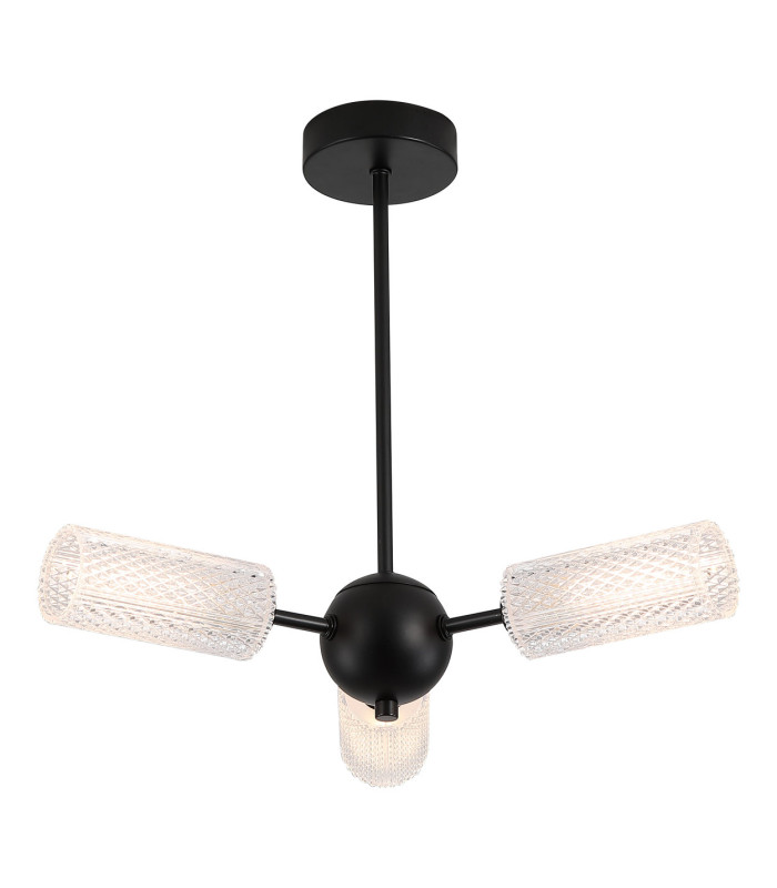 Cosmic 3 Light Semi-Flush Ceiling Light Black Textured Acrylic 5x G9-1