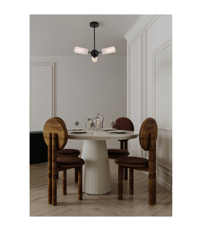 Cosmic 3 Light Semi-Flush Ceiling Light Black Textured Acrylic 5x G9-2