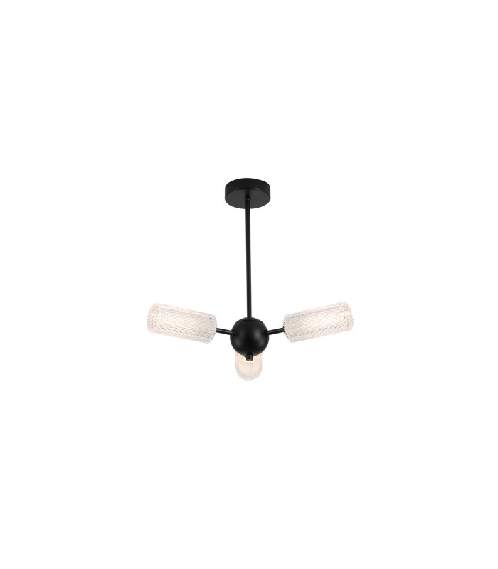 Cosmic 3 Light Semi-Flush Ceiling Light Black Textured Acrylic 5x G9-3