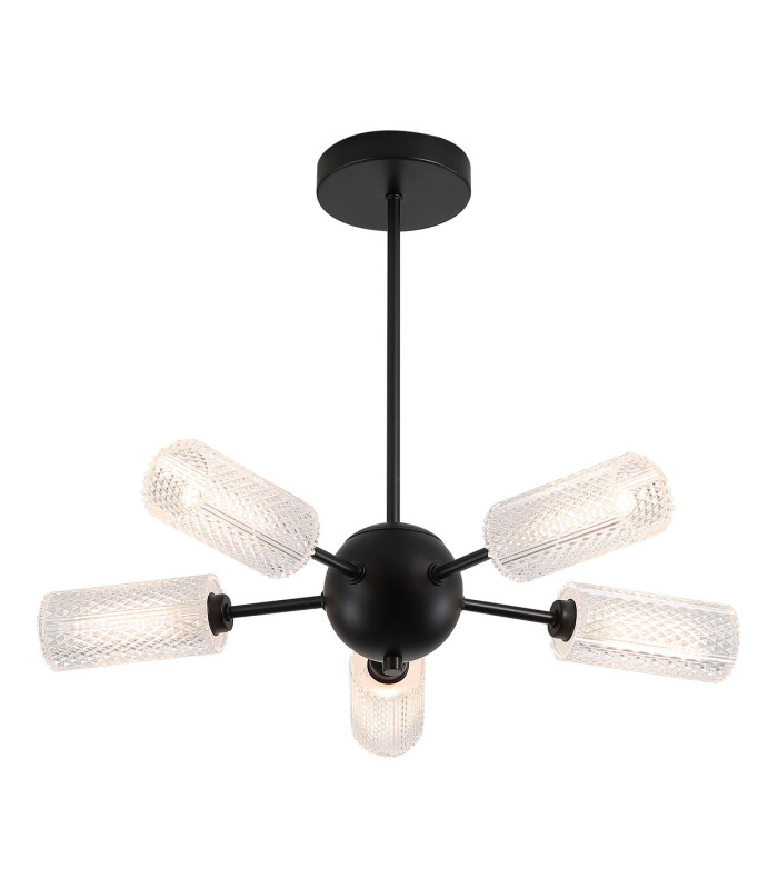 Cosmic 5 Light Semi-Flush Ceiling Light Black Textured Acrylic 3x G9-1