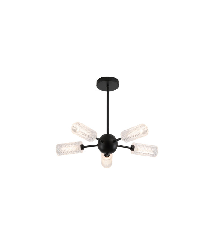 Cosmic 5 Light Semi-Flush Ceiling Light Black Textured Acrylic 3x G9-3