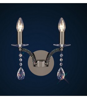 Wall Lamp Switched 2 Candle Light Black Chrome, Crystal - 2