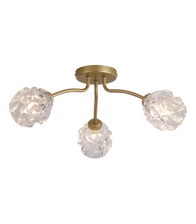 Astral 3 Light Flush Ceiling Light Gold Glass Shades 3x G9-1
