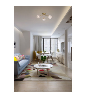 Astral 3 Light Flush Ceiling Light Gold Glass Shades 3x G9-2