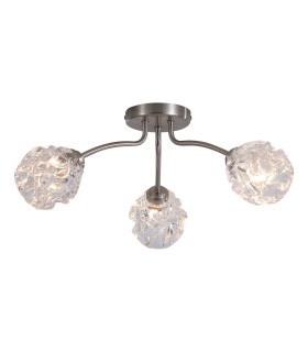 Astral 3 Light Flush Ceiling Light Satin Nickel Glass Shades 5x G9-1