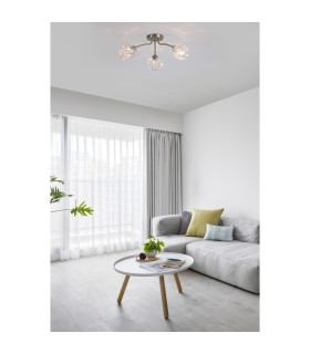 Astral 3 Light Flush Ceiling Light Satin Nickel Glass Shades 5x G9-2