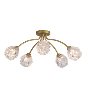 Astral 5 Light Flush Ceiling Light Gold Glass Shades 5x G9-1