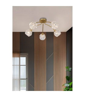 Astral 5 Light Flush Ceiling Light Gold Glass Shades 5x G9-2