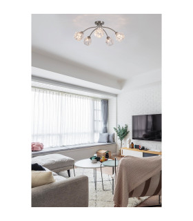 Astral 5 Light Flush Ceiling Light Satin Nickel Glass Shades 1x E14-2