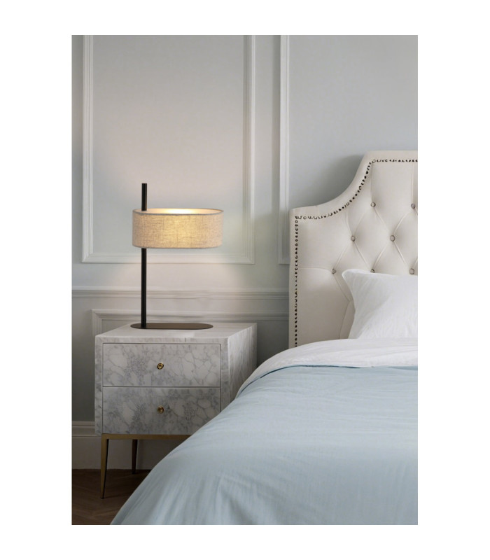 Hessian Table Lamp Black Linen Shade 1x E27-2