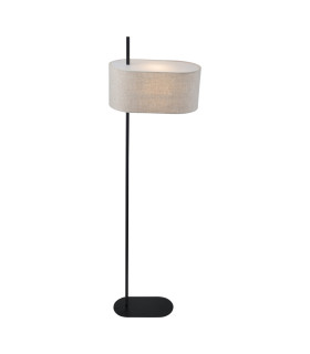 Hessian Floor Lamp Black Linen Shade 3x E27-1