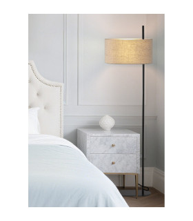Hessian Floor Lamp Black Linen Shade 3x E27-2