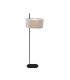 Hessian Floor Lamp Black Linen Shade 3x E27-3