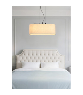 Hessian 3 Light Bar Pendant Lamp Black Linen Shade 1x E27-2