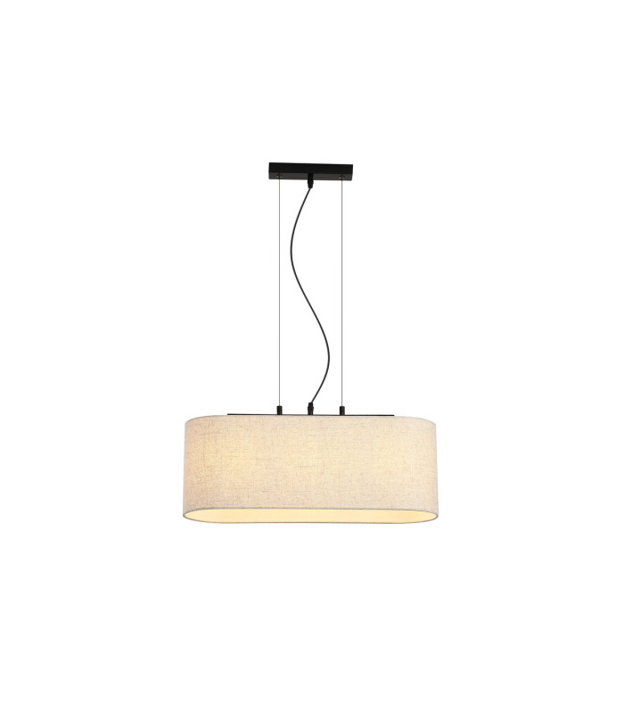 Hessian 3 Light Bar Pendant Lamp Black Linen Shade 1x E27-3