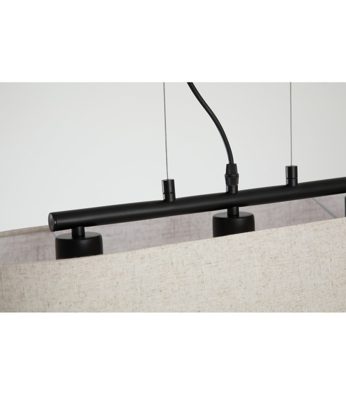 Hessian 3 Light Bar Pendant Lamp Black Linen Shade 1x E27-5