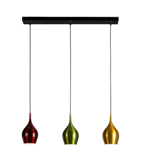 Vibrant 3 Light Bar Pendant Lamp-Metallic Multi-Coloured 1x E27-1