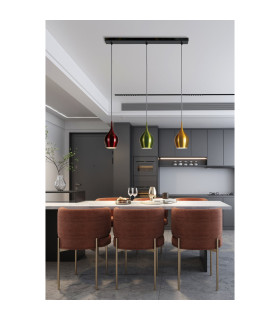 Vibrant 3 Light Bar Pendant Lamp-Metallic Multi-Coloured 1x E27-2