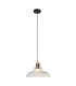 Glossop Dome Pendant Lamp Glass Black & Brass 1x GU10-1
