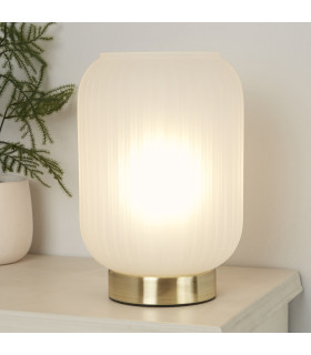 Pearl Table Lamp White Frosted Glass & Satin Brass 1x E27-2