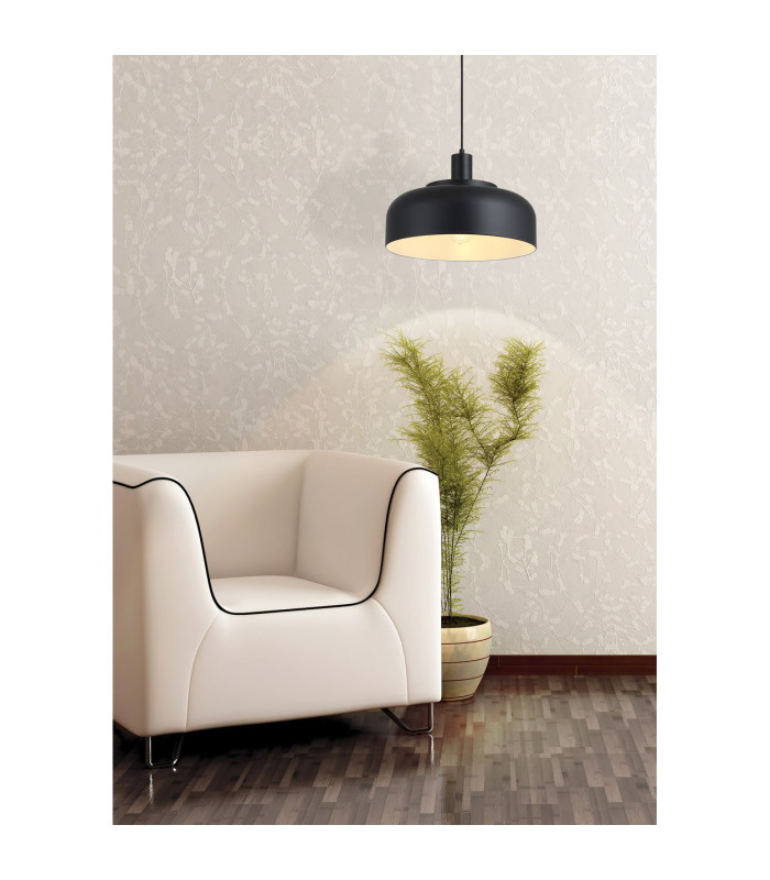 Scotl& Dome Pendant Lamp Convertible To Semi-Flush Ceiling Light Black 1x E27-2