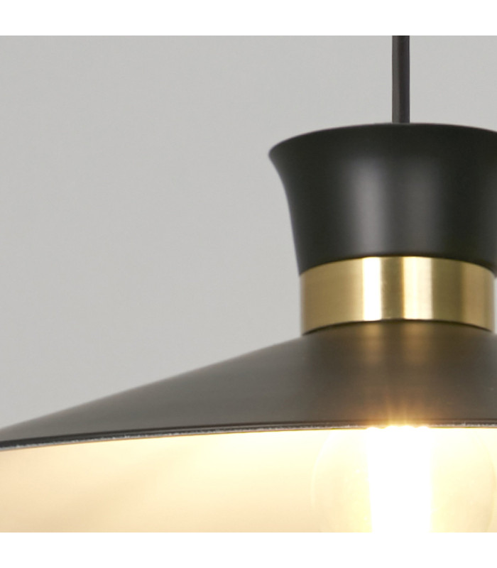 Balham Dome Pendant Lamp Black & Gold 1x E27-5