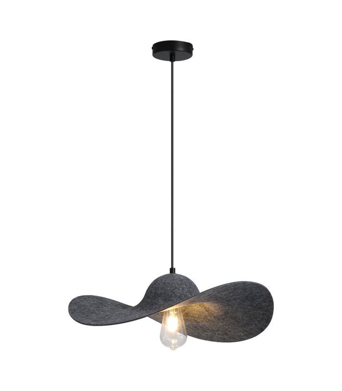 Ripple Dome Pendant Lamp Black Felt 1x-1