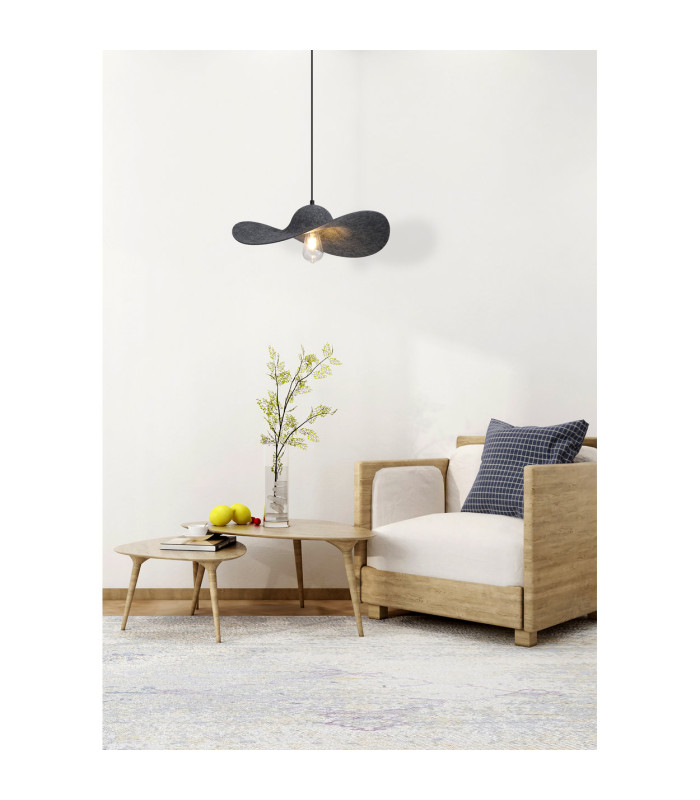 Ripple Dome Pendant Lamp Black Felt 1x-2