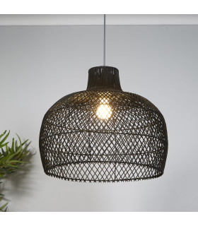 Large Bell Shade Black Rattan 50cm-2
